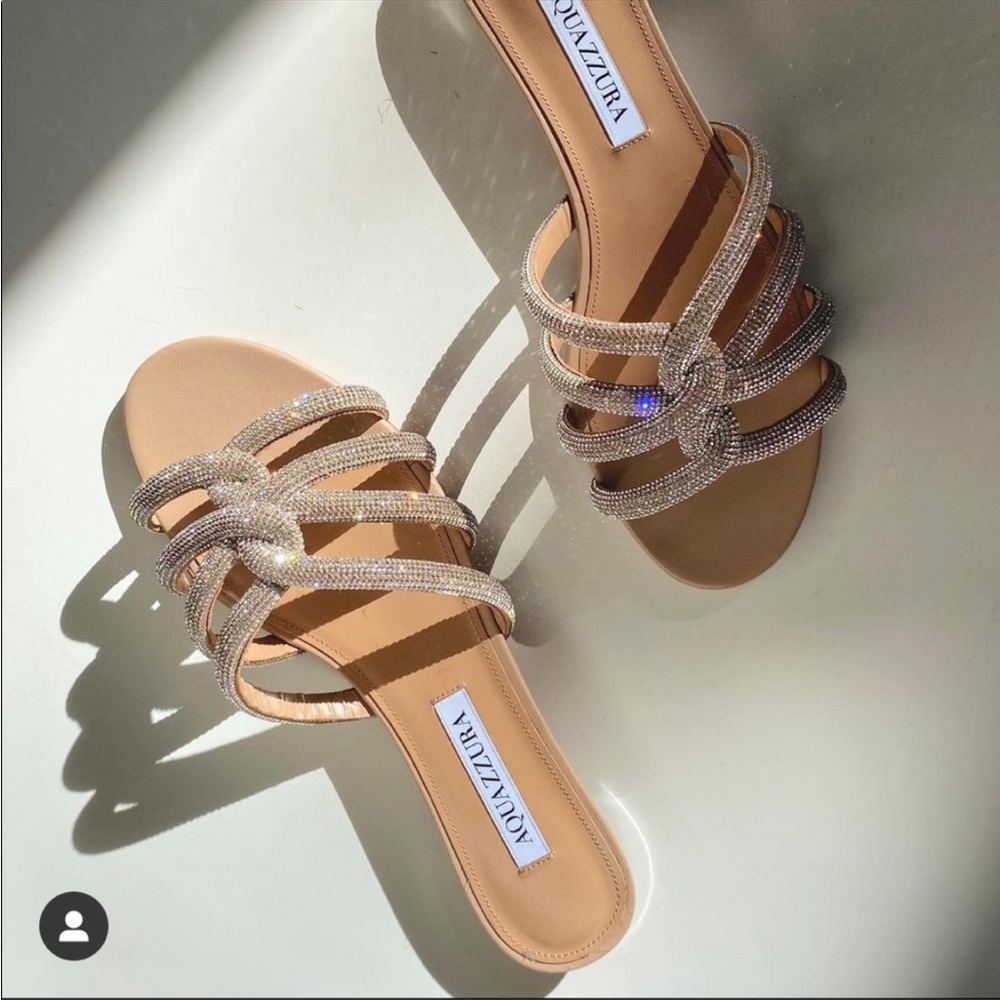 Like new Aquazzura moondust slides sandals $895 39.5